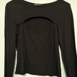 Electric Family Black Long Sleeve Cut-Out Top